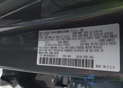 2024 Mazda Cx-50 2.5 S Premium from USA, damaged, VIN 7MMVABDM5RN205115